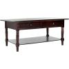 SAFAVIEH Home Collection – Boris Vintage Grey Coffee Table with Drawers & Shelf, Farmhouse Storage Coffee Table, Carved Detail Design (AMH5706A)(Dark Cherry)