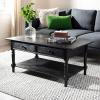 SAFAVIEH Home Collection – Boris Vintage Grey Coffee Table with Drawers & Shelf, Farmhouse Storage Coffee Table, Carved Detail Design (AMH5706A)(Distressed Black)