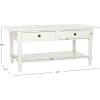 SAFAVIEH Home Collection – Boris Vintage Grey Coffee Table with Drawers & Shelf, Farmhouse Storage Coffee Table, Carved Detail Design (AMH5706A)(Distressed Cream)