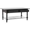 SAFAVIEH Home Collection – Boris Vintage Grey Coffee Table with Drawers & Shelf, Farmhouse Storage Coffee Table, Carved Detail Design (AMH5706A)(Distressed Black)