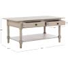 SAFAVIEH Home Collection – Boris Vintage Grey Coffee Table with Drawers & Shelf, Farmhouse Storage Coffee Table, Carved Detail Design (AMH5706A)(Vintage Grey)