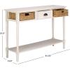SAFAVIEH Home Collection – Christa Distressed White Console Table with Rattan Drawers & Shelf, Coastal Cottage Storage Console, Vintage Design (AMH5737B)(Ivory)