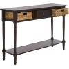 SAFAVIEH Home Collection – Christa Distressed White Console Table with Rattan Drawers & Shelf, Coastal Cottage Storage Console, Vintage Design (AMH5737B)(Dark Chocolate)