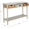 SAFAVIEH Home Collection – Christa Distressed White Console Table with Rattan Drawers & Shelf, Coastal Cottage Storage Console, Vintage Design (AMH5737B)(Vintage Grey)