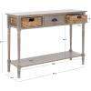 SAFAVIEH Home Collection – Christa Distressed White Console Table with Rattan Drawers & Shelf, Coastal Cottage Storage Console, Vintage Design (AMH5737B)(White Washed)