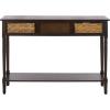 SAFAVIEH Home Collection – Christa Distressed White Console Table with Rattan Drawers & Shelf, Coastal Cottage Storage Console, Vintage Design (AMH5737B)(Dark Chocolate)