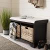 SAFAVIEH Home Collection – Freddy Brown Storage Bench with Wicker Baskets & Cushion, Entryway Seating Bench, Fully Assembled (AMH5736A)(Brown)