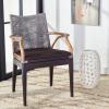 SAFAVIEH Home Collection – Gianni Brown & Black Solid Wood Rattan Arm Chair, Tropical Coastal Accent Seating for Living Room or Dining Space (SEA4011A)(Brown White Wash/Brown Legs/ Dark Brown Cushion)