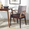 SAFAVIEH Home Collection – Gianni Brown & Black Solid Wood Rattan Arm Chair, Tropical Coastal Accent Seating for Living Room or Dining Space (SEA4011A)(Brown White Wash/Brown Legs/ Dark Brown Cushion)