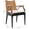 SAFAVIEH Home Collection – Gianni Brown & Black Solid Wood Rattan Arm Chair, Tropical Coastal Accent Seating for Living Room or Dining Space (SEA4011A)(Brown / Black)