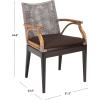 SAFAVIEH Home Collection – Gianni Brown & Black Solid Wood Rattan Arm Chair, Tropical Coastal Accent Seating for Living Room or Dining Space (SEA4011A)(Brown White Wash/Brown Legs/ Dark Brown Cushion)