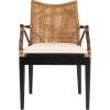 SAFAVIEH Home Collection – Gianni Brown & Black Solid Wood Rattan Arm Chair, Tropical Coastal Accent Seating for Living Room or Dining Space (SEA4011A)(Brown / Black)
