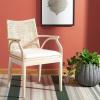 SAFAVIEH Home Collection – Gianni Brown & Black Solid Wood Rattan Arm Chair, Tropical Coastal Accent Seating for Living Room or Dining Space (SEA4011A)(Natural / White Washed)