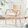 SAFAVIEH Home Collection – Gianni Brown & Black Solid Wood Rattan Arm Chair, Tropical Coastal Accent Seating for Living Room or Dining Space (SEA4011A)(Natural / White Washed)