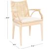 SAFAVIEH Home Collection – Gianni Brown & Black Solid Wood Rattan Arm Chair, Tropical Coastal Accent Seating for Living Room or Dining Space (SEA4011A)(Natural / White Washed)