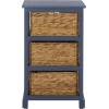 SAFAVIEH Home Collection – Halle Distressed Black Storage Side Table with Wicker Baskets, Farmhouse Accent Storage, Fully Assembled (AMH5738A)(Blue)