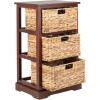 SAFAVIEH Home Collection – Halle Distressed Black Storage Side Table with Wicker Baskets, Farmhouse Accent Storage, Fully Assembled (AMH5738A)(Cherry)