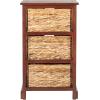 SAFAVIEH Home Collection – Halle Distressed Black Storage Side Table with Wicker Baskets, Farmhouse Accent Storage, Fully Assembled (AMH5738A)(Cherry)