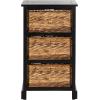SAFAVIEH Home Collection – Halle Distressed Black Storage Side Table with Wicker Baskets, Farmhouse Accent Storage, Fully Assembled (AMH5738A)(Distressed Black)