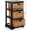 SAFAVIEH Home Collection – Halle Distressed Black Storage Side Table with Wicker Baskets, Farmhouse Accent Storage, Fully Assembled (AMH5738A)(Distressed Black)