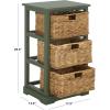 SAFAVIEH Home Collection – Halle Distressed Black Storage Side Table with Wicker Baskets, Farmhouse Accent Storage, Fully Assembled (AMH5738A)(Dusty Green)