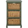SAFAVIEH Home Collection – Halle Distressed Black Storage Side Table with Wicker Baskets, Farmhouse Accent Storage, Fully Assembled (AMH5738A)(Dusty Green)