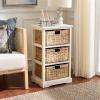 SAFAVIEH Home Collection – Halle Distressed Black Storage Side Table with Wicker Baskets, Farmhouse Accent Storage, Fully Assembled (AMH5738A)(Ivory)