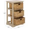 SAFAVIEH Home Collection – Halle Distressed Black Storage Side Table with Wicker Baskets, Farmhouse Accent Storage, Fully Assembled (AMH5738A)(Sand)