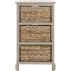SAFAVIEH Home Collection – Halle Distressed Black Storage Side Table with Wicker Baskets, Farmhouse Accent Storage, Fully Assembled (AMH5738A)(Vintage Grey)