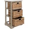 SAFAVIEH Home Collection – Halle Distressed Black Storage Side Table with Wicker Baskets, Farmhouse Accent Storage, Fully Assembled (AMH5738A)(Vintage Grey)