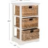 SAFAVIEH Home Collection – Halle Distressed Black Storage Side Table with Wicker Baskets, Farmhouse Accent Storage, Fully Assembled (AMH5738A)(Vintage White)