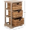 SAFAVIEH Home Collection – Halle Distressed Black Storage Side Table with Wicker Baskets, Farmhouse Accent Storage, Fully Assembled (AMH5738A)(White Washed)