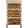 SAFAVIEH Home Collection – Halle Distressed Black Storage Side Table with Wicker Baskets, Farmhouse Accent Storage, Fully Assembled (AMH5738A)(White Washed)