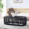 SAFAVIEH Home Collection – Jabez Natural Honey Brown Oval Rattan Coffee Table, Fully Assembled, Tropical Coastal Design (COF6509A)(Black)