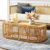 SAFAVIEH Home Collection – Jabez Natural Honey Brown Oval Rattan Coffee Table, Fully Assembled, Tropical Coastal Design (COF6509A)(Honey Natural)