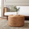 SAFAVIEH Home Collection – Jesse Grey Wicker Storage Round Coffee Table, Fully Assembled, Handwoven Rattan with Lift-Off Lid & Cotton-Lined Interior, Decorative Living Room Accent (SEA7034B)(Natural)