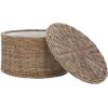 SAFAVIEH Home Collection – Jesse Grey Wicker Storage Round Coffee Table, Fully Assembled, Handwoven Rattan with Lift-Off Lid & Cotton-Lined Interior, Decorative Living Room Accent (SEA7034B)(Grey)
