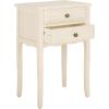 SAFAVIEH Home Collection – Lori Barley End Table with Two Storage Drawers, French Farmhouse Accent Table, Scalloped Apron Design, Fully Assembled (AMH6576E)(White Birch)
