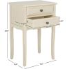 SAFAVIEH Home Collection – Lori Barley End Table with Two Storage Drawers, French Farmhouse Accent Table, Scalloped Apron Design, Fully Assembled (AMH6576E)(Barley)