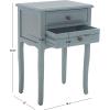 SAFAVIEH Home Collection – Lori Barley End Table with Two Storage Drawers, French Farmhouse Accent Table, Scalloped Apron Design, Fully Assembled (AMH6576E)(Blue)