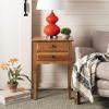 SAFAVIEH Home Collection – Lori Barley End Table with Two Storage Drawers, French Farmhouse Accent Table, Scalloped Apron Design, Fully Assembled (AMH6576E)(Red Maple)
