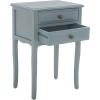 SAFAVIEH Home Collection – Lori Barley End Table with Two Storage Drawers, French Farmhouse Accent Table, Scalloped Apron Design, Fully Assembled (AMH6576E)(Blue)