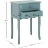 SAFAVIEH Home Collection – Lori Barley End Table with Two Storage Drawers, French Farmhouse Accent Table, Scalloped Apron Design, Fully Assembled (AMH6576E)(Pale Blue / White Smoke)