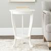 SAFAVIEH Home Collection – Mary Vintage Grey Pedestal End Table with Shelf, Classic Cabriole Design, Round Accent Table for Living Room or Bedroom (AMH5711A)(Distressed Cream)