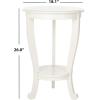 SAFAVIEH Home Collection – Mary Vintage Grey Pedestal End Table with Shelf, Classic Cabriole Design, Round Accent Table for Living Room or Bedroom (AMH5711A)(Distressed Cream)