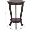 SAFAVIEH Home Collection – Mary Vintage Grey Pedestal End Table with Shelf, Classic Cabriole Design, Round Accent Table for Living Room or Bedroom (AMH5711A)(Dark Chocolate)