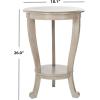 SAFAVIEH Home Collection – Mary Vintage Grey Pedestal End Table with Shelf, Classic Cabriole Design, Round Accent Table for Living Room or Bedroom (AMH5711A)(Vintage Grey)