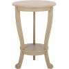 SAFAVIEH Home Collection – Mary Vintage Grey Pedestal End Table with Shelf, Classic Cabriole Design, Round Accent Table for Living Room or Bedroom (AMH5711A)(Sand)