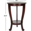 SAFAVIEH Home Collection – Mary Vintage Grey Pedestal End Table with Shelf, Classic Cabriole Design, Round Accent Table for Living Room or Bedroom (AMH5711A)(Dark Cherry)