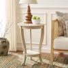 SAFAVIEH Home Collection – Mary Vintage Grey Pedestal End Table with Shelf, Classic Cabriole Design, Round Accent Table for Living Room or Bedroom (AMH5711A)(Sand)
